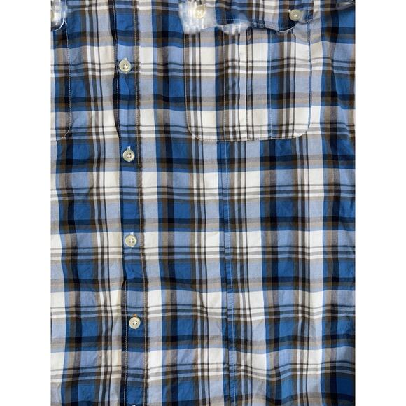 Hugo Boss Orange Men's Button Up Shirt Size Small Blue Plaid Pockets Casual EUC - Picture 7 of 12